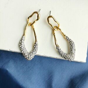 Alexis Bittar Crystal Gold Double Link Earrings - Solanales